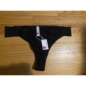 NWT Cosabella Adore Thong 1X Black Low Rise Stretch Lace Waist